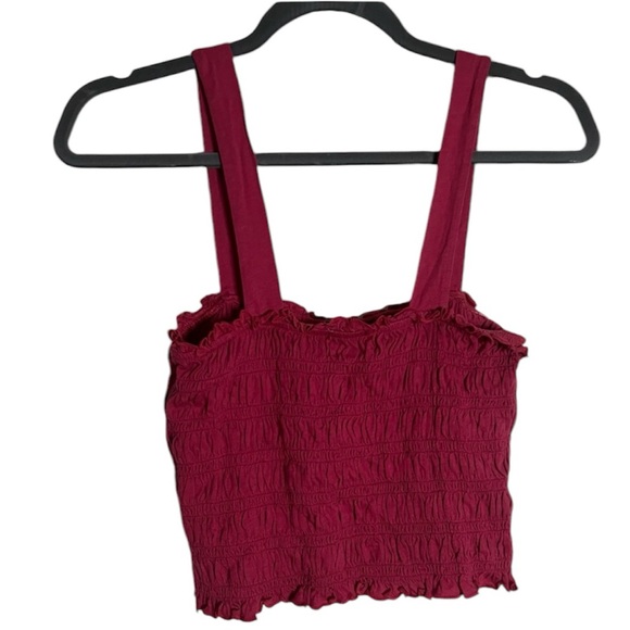 American Eagle Outfitters Tops - American Eagle Smocked Pink Crop Tank Top